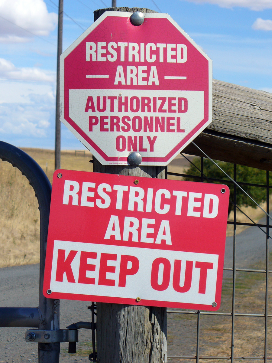 Restricted area sign